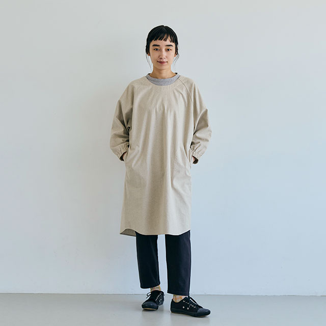 綿麻割烹着 ロング丈