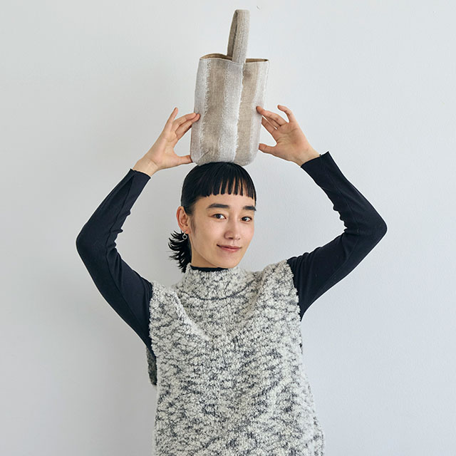 めぐり布　ミニバッグ　27 富士吉田ニードルパンチ