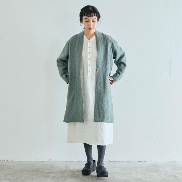 厚手麻の羽織コート