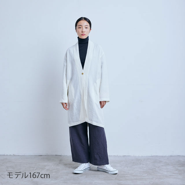 厚手麻の羽織コート