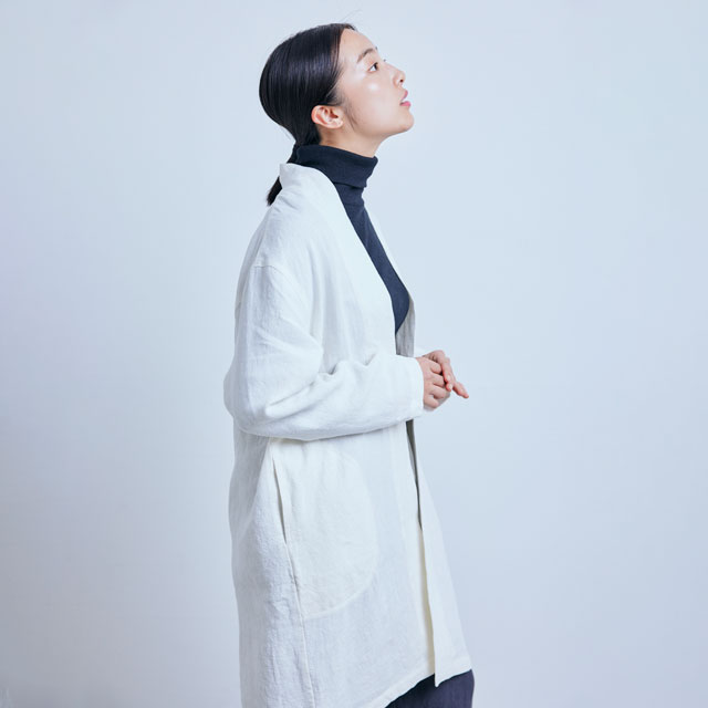 厚手麻の羽織コート
