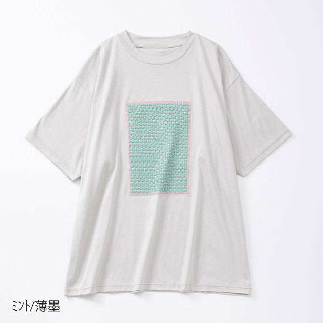 布ぬのTシャツ　ラッセル編み