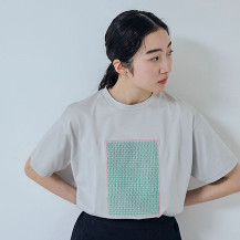 布ぬのTシャツ　ラッセル編み