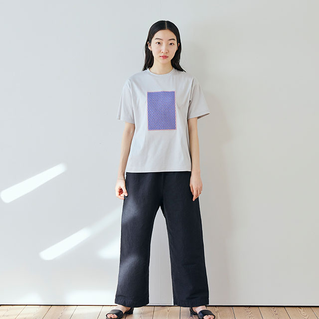 布ぬのTシャツ　ラッセル編み