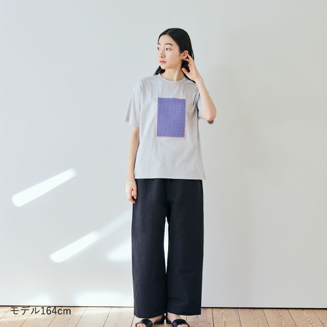 布ぬのTシャツ　ラッセル編み