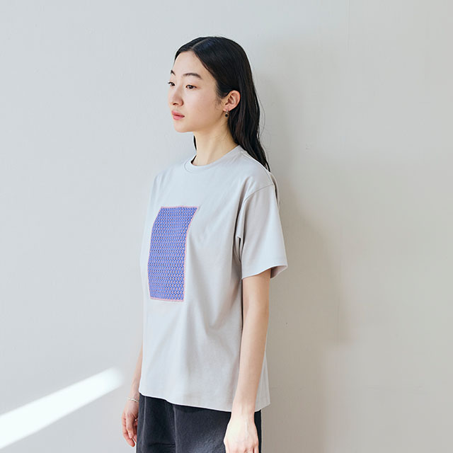 布ぬのTシャツ　ラッセル編み