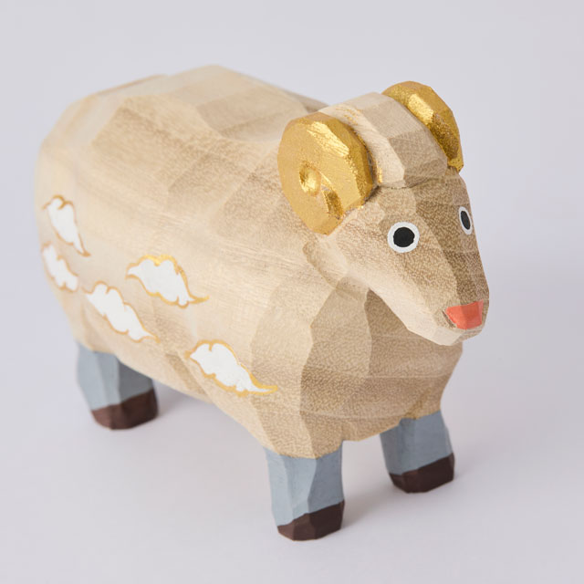 【正月予約受注生産商品・WEB限定】干支一刀彫　未　大（敷板付き）（12月中旬頃発送）