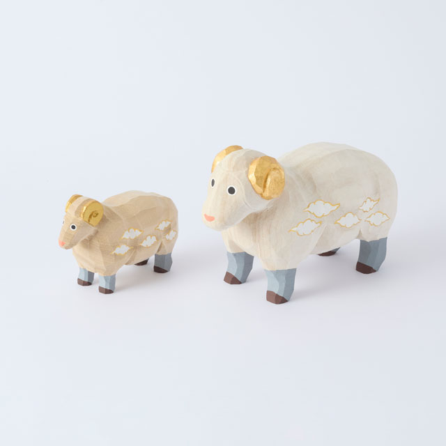 【正月予約受注生産商品・WEB限定】干支一刀彫　未　大（敷板付き）（12月中旬頃発送）