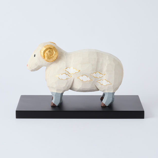 正月受注生産商品・WEB限定】干支一刀彫 未 特大（敷板付き）（12月