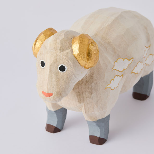 【正月予約受注生産商品・WEB限定】干支一刀彫 未 特大(敷板付き)(12月中旬頃発送)