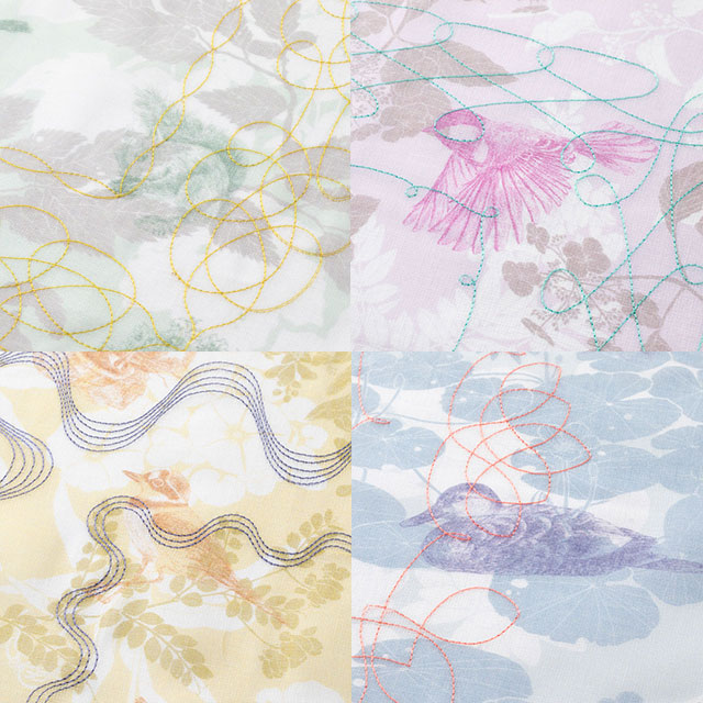 花ふきん(木々に刺繍・蔦葛に刺繍・浜草に刺繍・浮草に刺繍）ギフトボックス入り