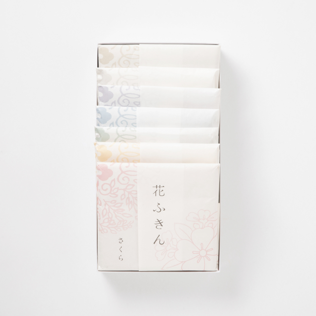 「上品で淡い色の」花ふきん　7枚セット（箱入り）