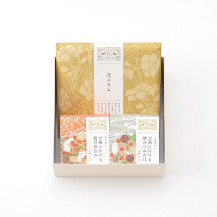 豆腐にかける缶詰 鶏の煮込み・鯵のつみれ汁/花ふきん 水仙