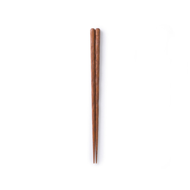 拭き漆のお箸　削り　細め　茶/菓子木型の福よせ箸置き　菊青磁