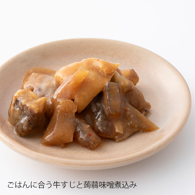 宮崎さつまいもとバター・牛すじと蒟蒻味噌煮込み・ふりかけ 鮭味噌ふりかけ・炊き込みごはん 鯛めし・豆腐にかけるじゃこオイル煮