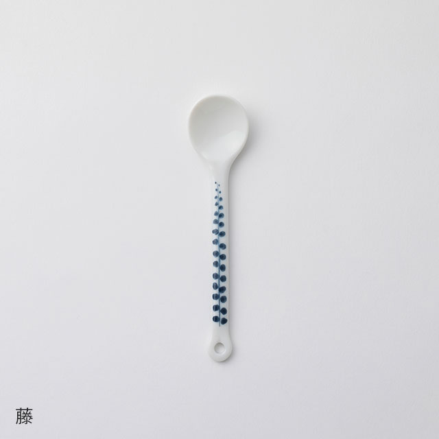 硝子の涼菓皿 / 磁器のスプーン 藤