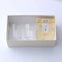 硝子の猪口カップ 縞々・菊花 / レモン番茶 小袋