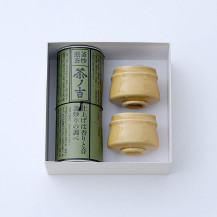 茶ノ吉　釜炒り煎茶 / ころ湯呑 瀬戸焼	口紐黄