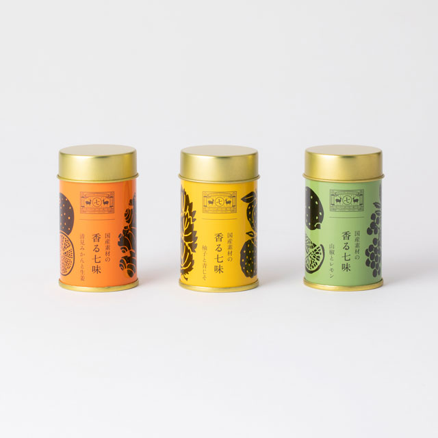 国産素材の香る七味 清見みかんと生姜/柚子と青じそ/山椒とレモン・「彩り豊かな」花ふきん 白百合