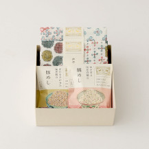 炊き込みごはんの素 鯛めし/豚めし・かや織ふきん 柄あわせ 三彩/藍
