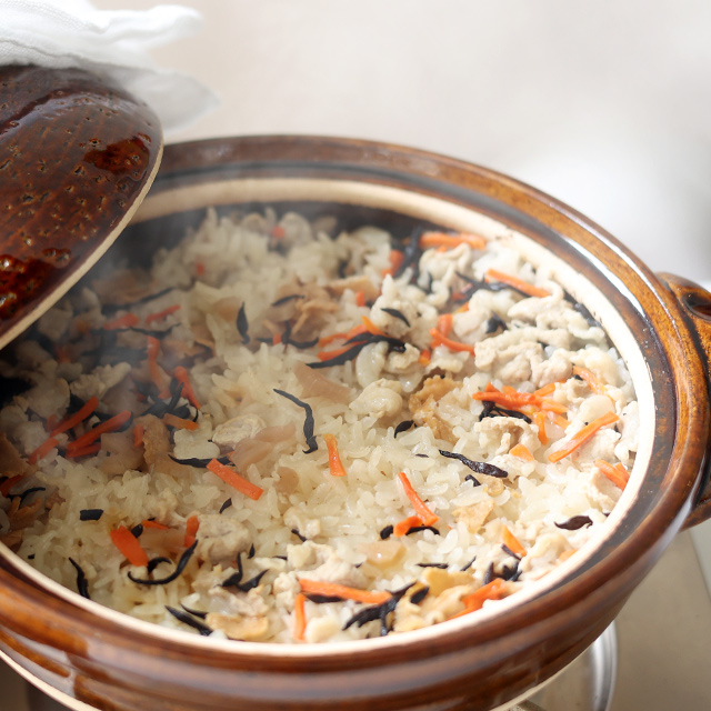 炊き込みごはんの素 鯛めし/豚めし・かや織ふきん 柄あわせ 三彩/藍