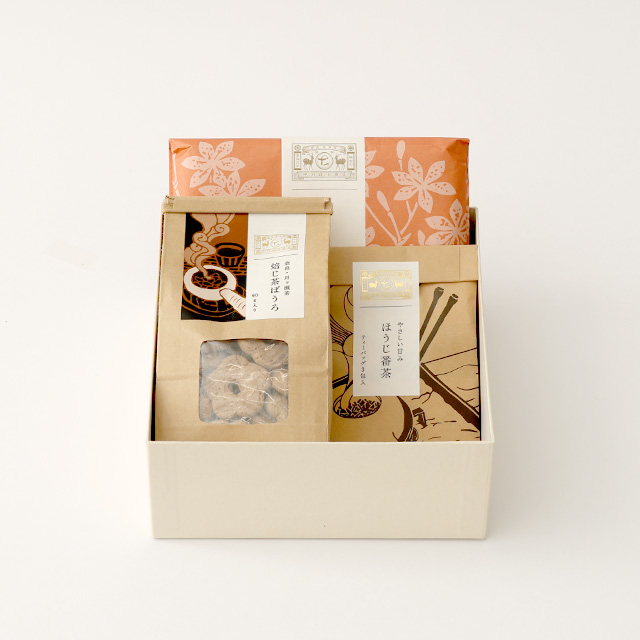 産地のおやつ ぼうろ・番茶 小袋・「彩り豊かな」花ふきん