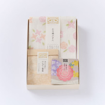 三種の花の米粉クッキー／かや織ふきん　春の花紋様／番茶 小袋 エルダー番茶