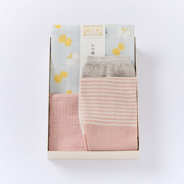 指が通せるアームカバー しましま／タオルハンカチ　刺し子ドビー／かや織ふきん　蝶々(NR2)