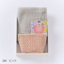 ラッセル編み舟形ポーチ／ふんわり首まきてぬぐい／三種の花の米粉クッキー(NR2)