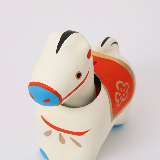 【WEB限定】お正月飾りセットA　張子飾り　首ふり午　小・敷布と梅飾り