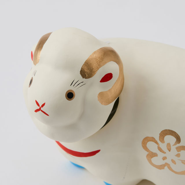 【正月先行予約商品・WEB限定】お正月飾りセットA 張子飾り 首ふり未 小・敷布と梅飾り(10月末~11月上旬発送)